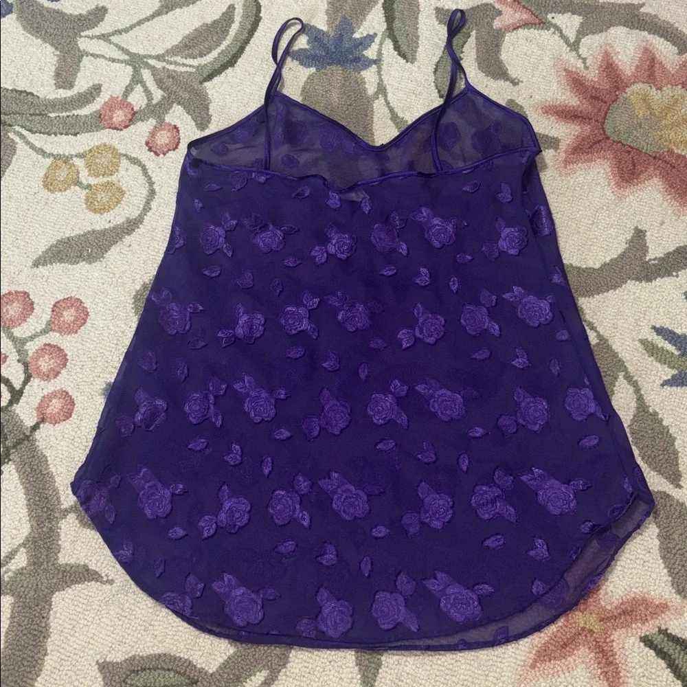 Petra Fashions Vintage Purple Satin Robe and Sheer Nightgown Set negligée, Large